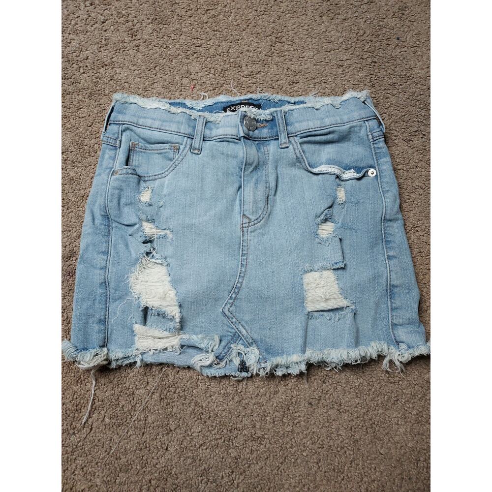 Junior's Size 0 Express Jeans Distressed Jean Mini Skirt